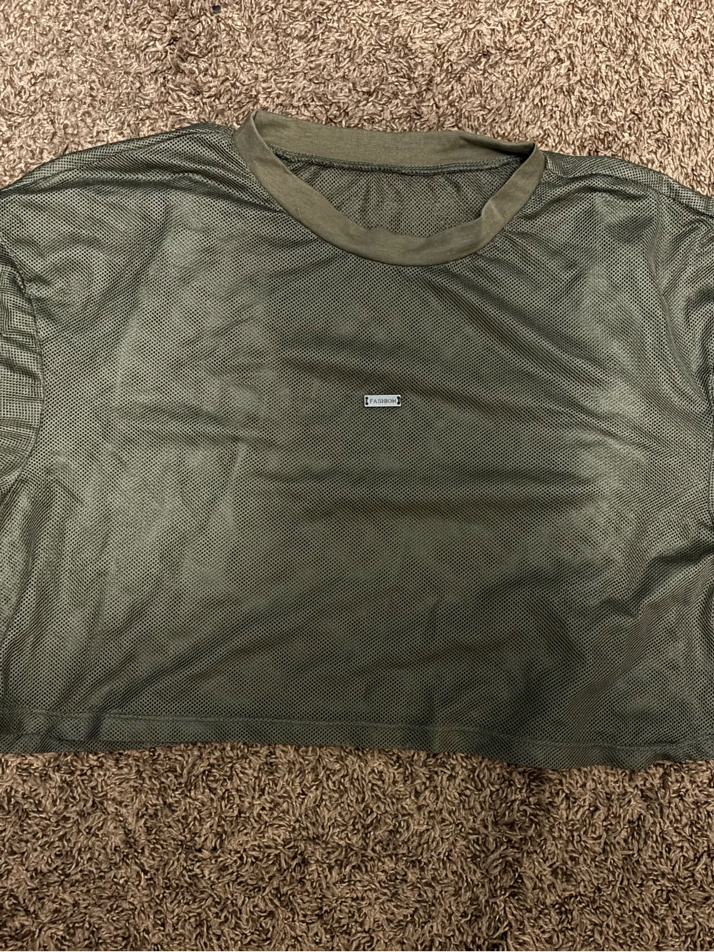 Olive Green Short Sleeve Mesh Tee